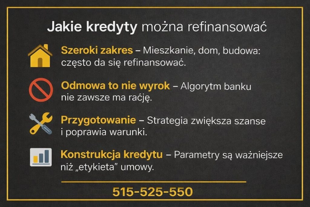 Doradca kredytowy analizuje konstrukcję kredytu, strategię i możliwości klienta, nawet gdy bank wcześniej odmówił. Parametry umowy ważniejsze niż jej nazwa.